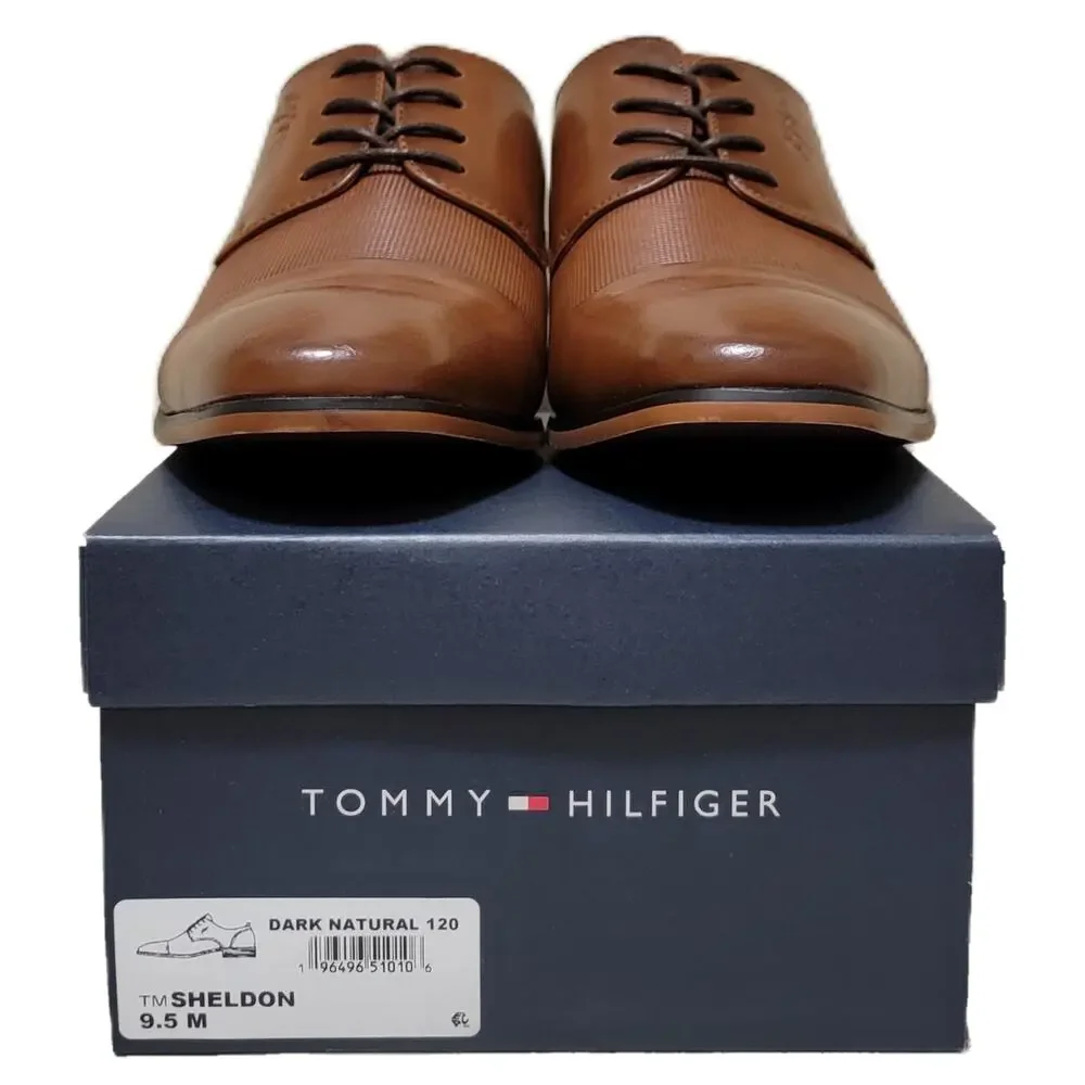 Tommy Hilfiger Men Sheldon Cap Toe Derby Oxfords Size US 9.5M Dark Natural Brown